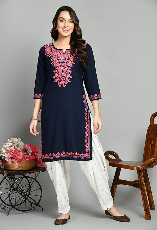 Women's Rayon Cotton Kashmiri Embroidered